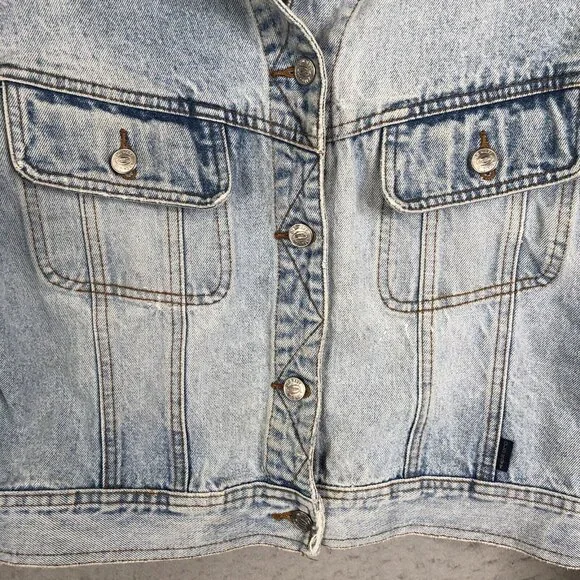 Vintage Old Navy Jean Jacket Womens Large Sunwashed Distressed Y2K 90s Western - Picture 11 of 16